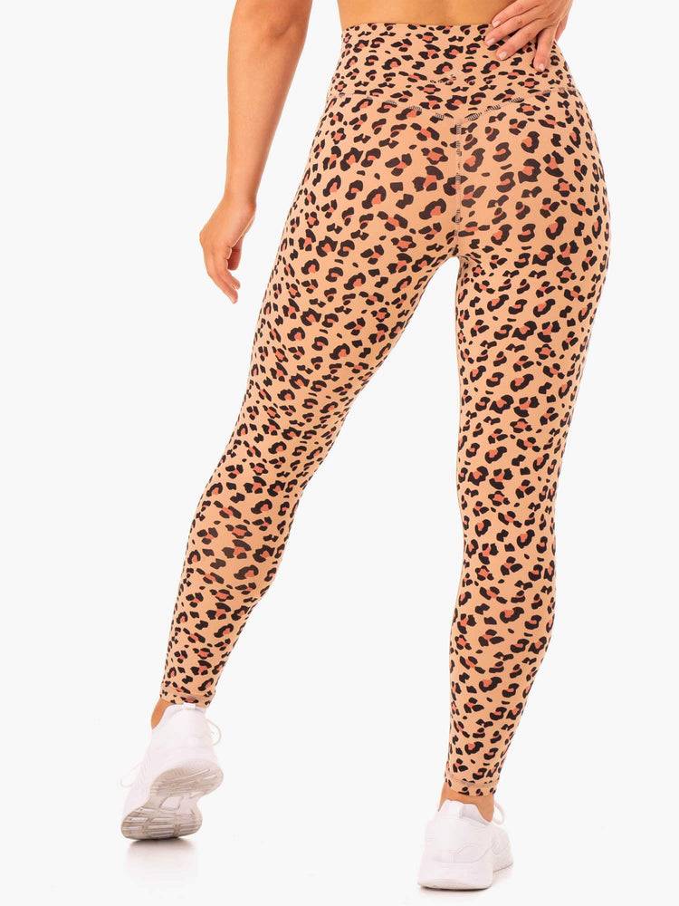 Legginsy Damskie Ryderwear Women Leggings Hybryd Full Length Brązowe Panterka | PL2287WY