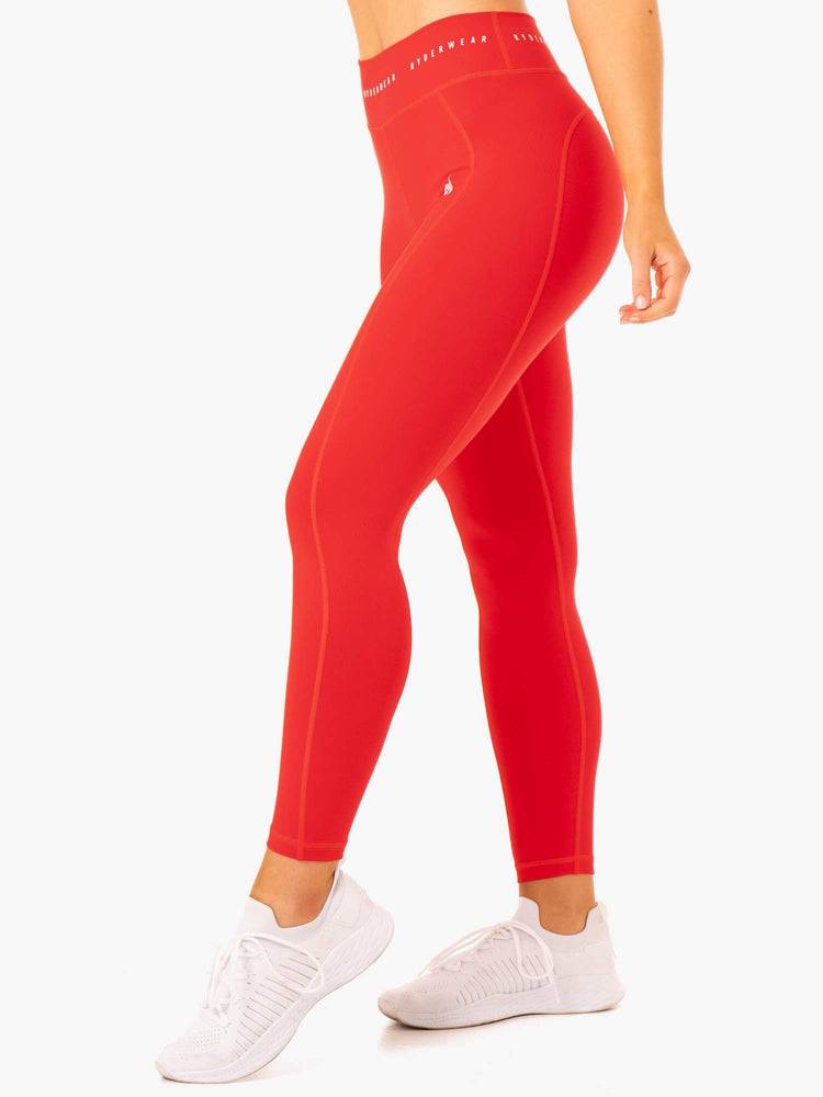 Legginsy Damskie Ryderwear Women Leggings Reflex High Waisted Czerwone | PL2288EX