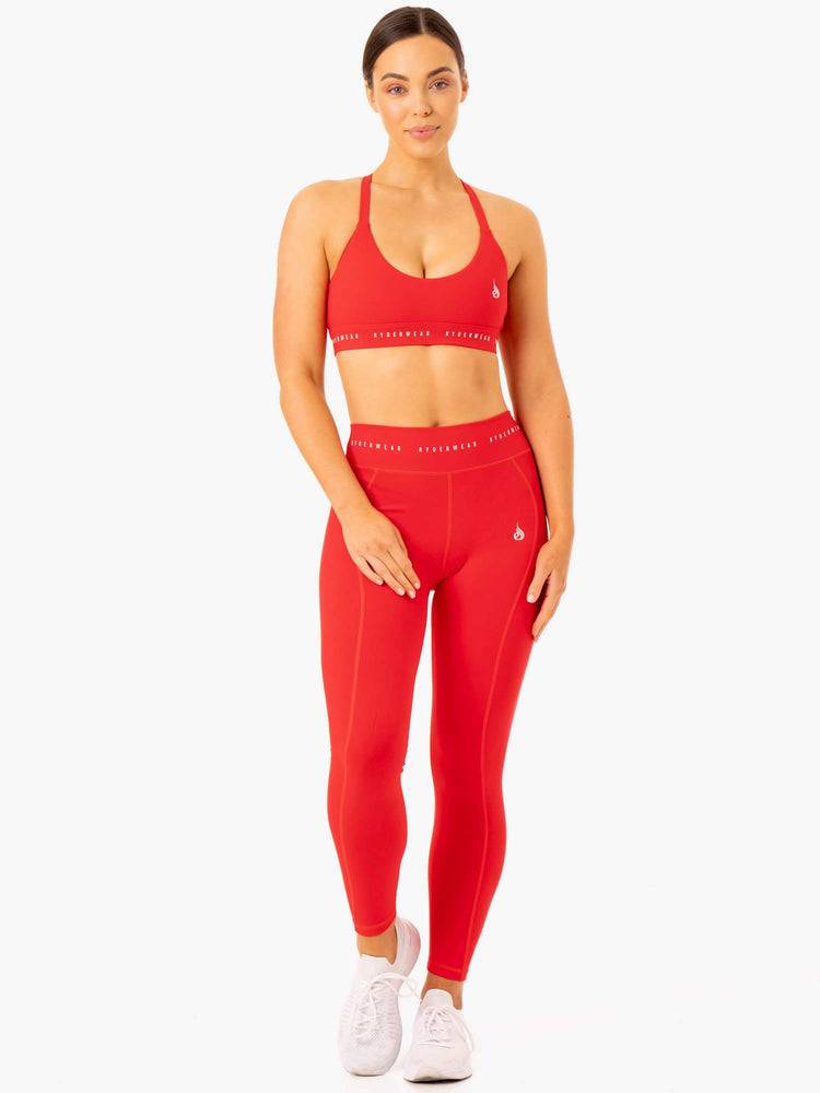 Legginsy Damskie Ryderwear Women Leggings Reflex High Waisted Czerwone | PL2288EX