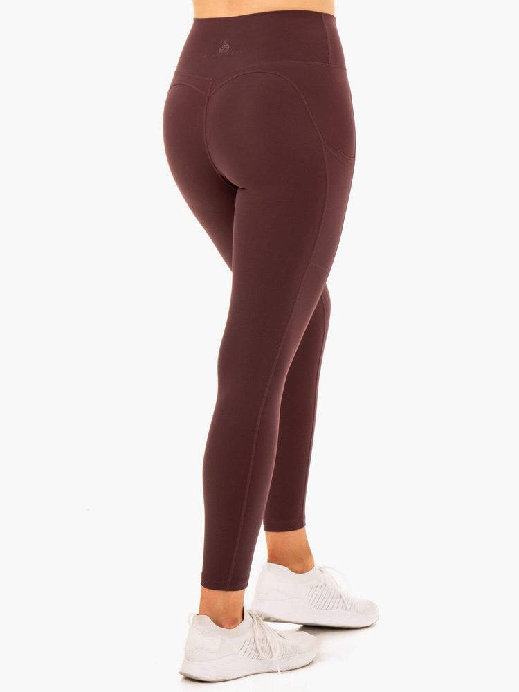 Legginsy Damskie Ryderwear Women Leggings Reset High Waisted Pocket Czekolada | PL2291YU