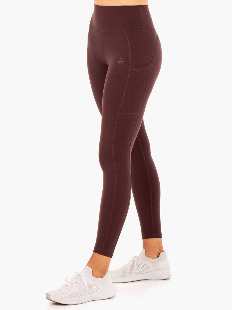 Legginsy Damskie Ryderwear Women Leggings Reset High Waisted Pocket Czekolada | PL2291YU