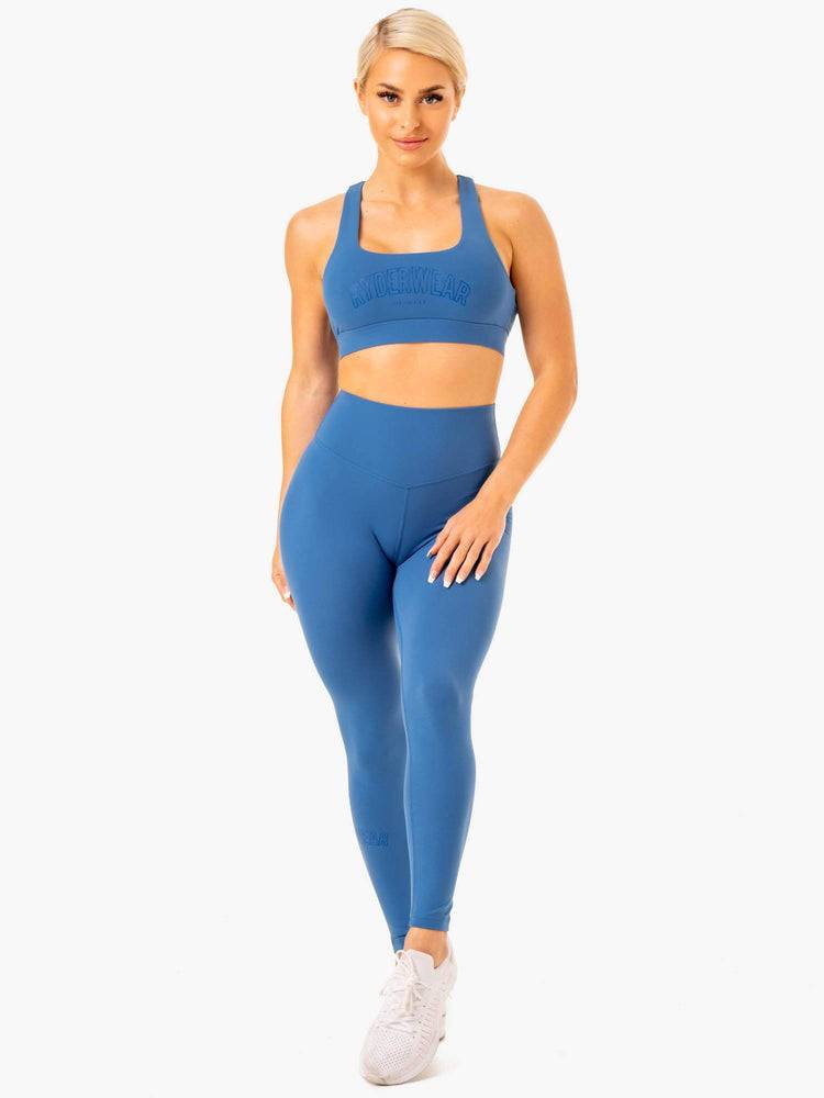 Legginsy Damskie Ryderwear Women Leggings Knockout High Waisted Scrunch Niebieskie | PL2293IS