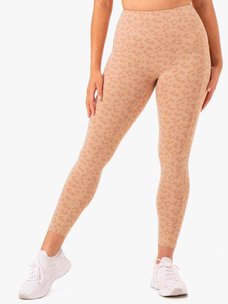 Legginsy Damskie Ryderwear Women Leggings Ultra High Waisted Full Length Brązowe Panterka | PL2297SO