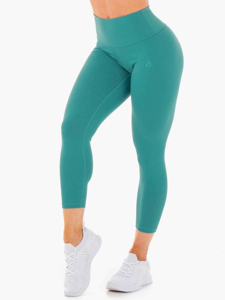 Legginsy Damskie Ryderwear Women Leggings Motion High Waisted 7/8 Scrunch Bum Turkusowe | PL2302JJ