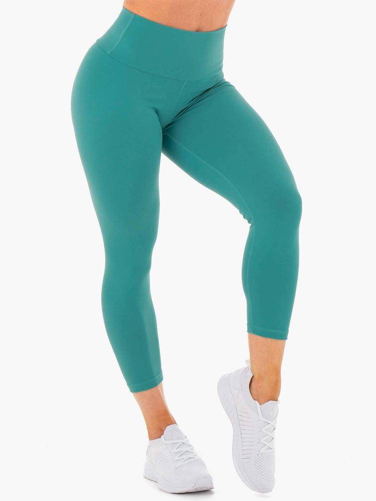 Legginsy Damskie Ryderwear Women Leggings Motion High Waisted 7/8 Scrunch Bum Turkusowe | PL2302JJ