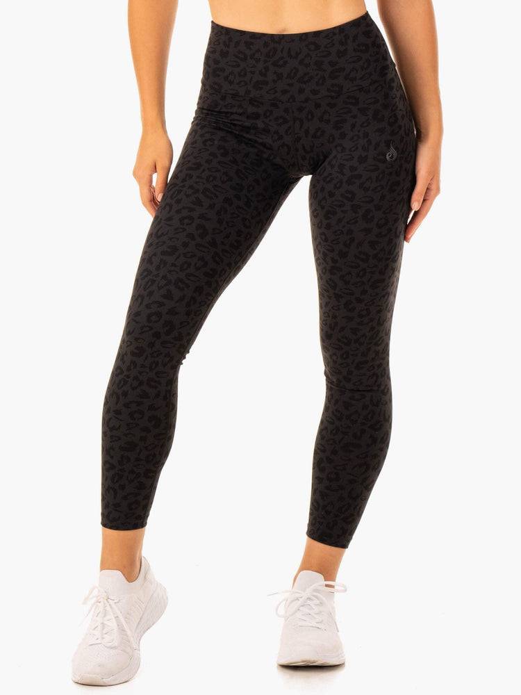 Legginsy Damskie Ryderwear Women Leggings Adapt High Waisted Scrunch Czarne Panterka | PL2306XF