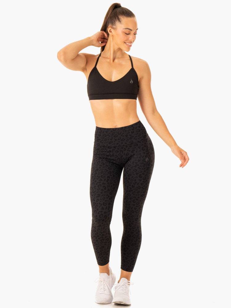 Legginsy Damskie Ryderwear Women Leggings Adapt High Waisted Scrunch Czarne Panterka | PL2306XF