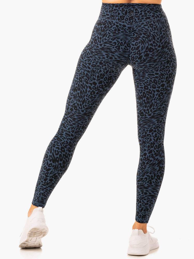 Legginsy Damskie Ryderwear Women Leggings Rotation High Waisted Scrunch Granatowe Panterka | PL2309BC