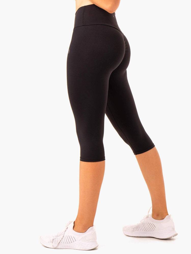 Legginsy Damskie Ryderwear Women Leggings Reset High Waisted Scrunch Capri Czarne | PL2312FM