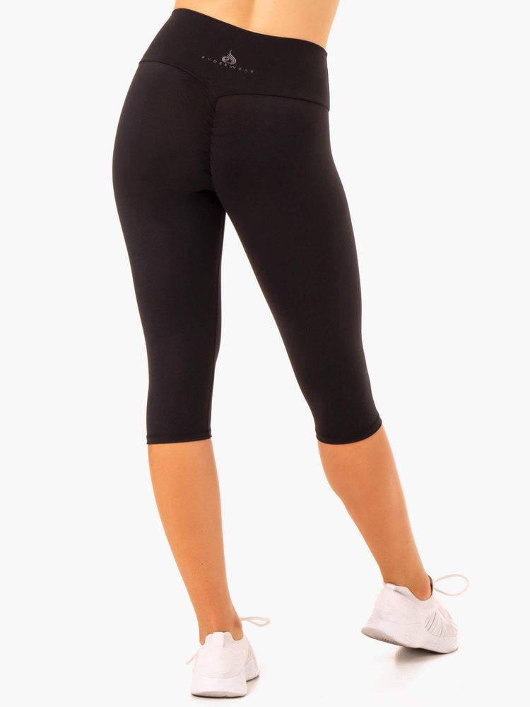 Legginsy Damskie Ryderwear Women Leggings Reset High Waisted Scrunch Capri Czarne | PL2312FM