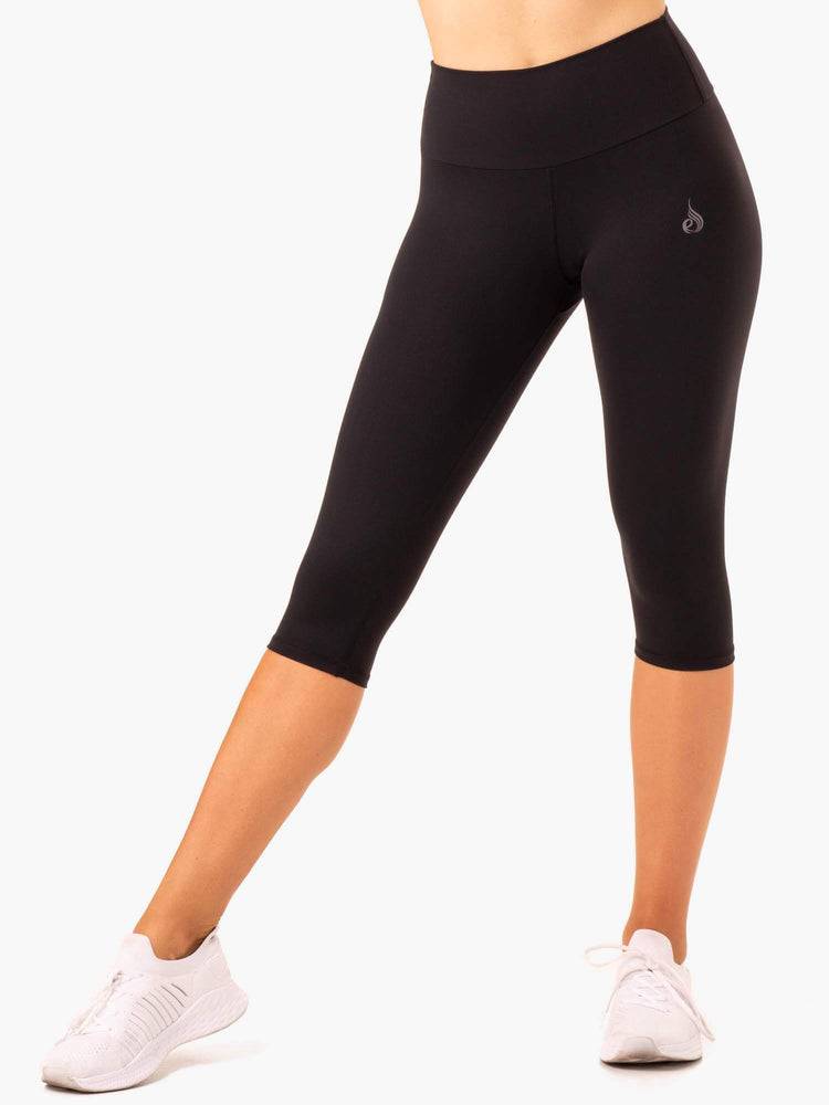 Legginsy Damskie Ryderwear Women Leggings Reset High Waisted Scrunch Capri Czarne | PL2312FM