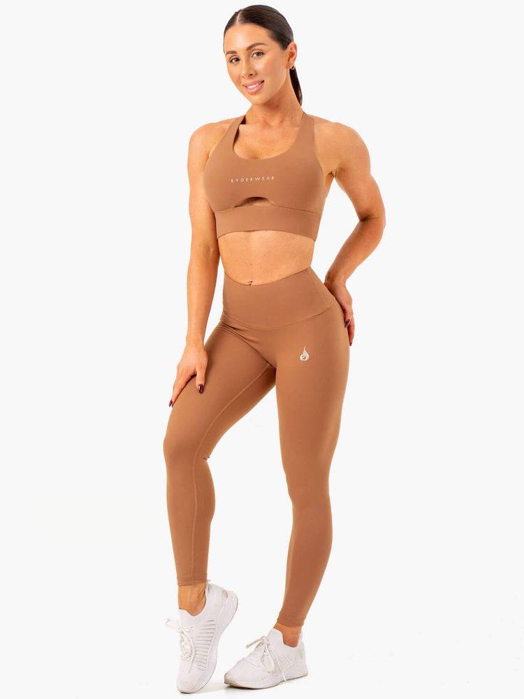 Legginsy Damskie Ryderwear Women Leggings Vital High Waisted Scrunch Beżowe | PL2314SO