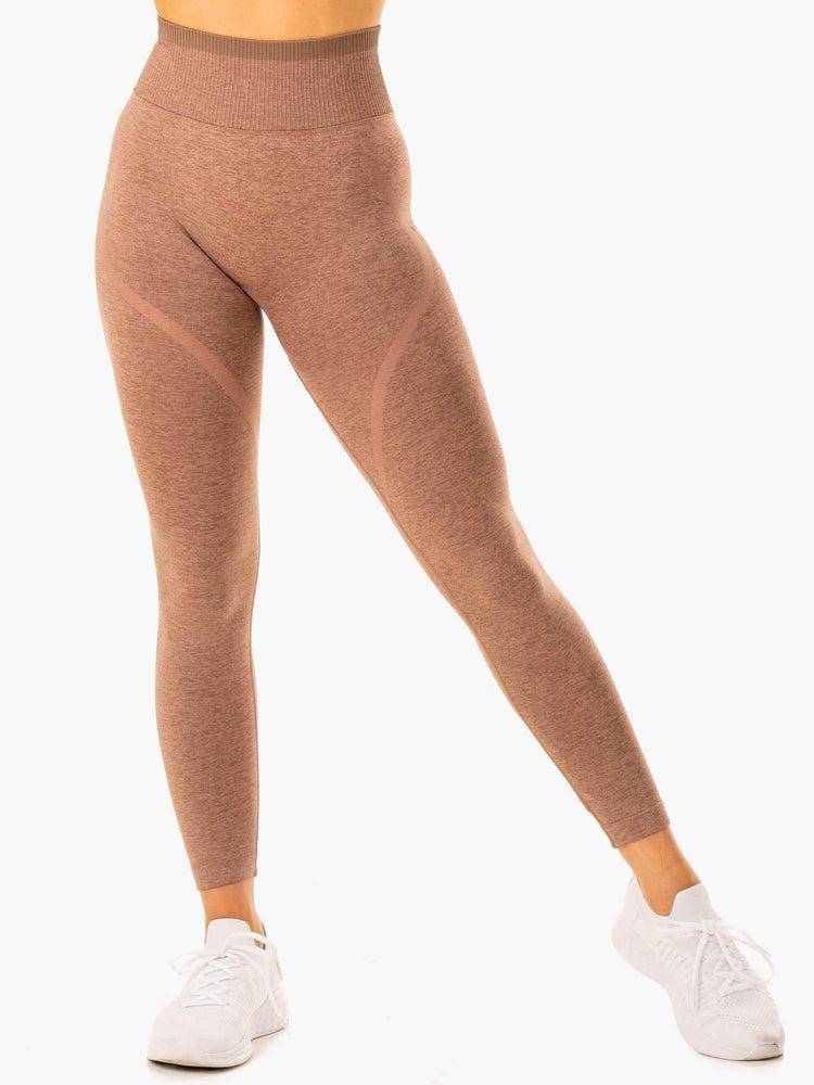 Legginsy Damskie Ryderwear Women Leggings Excel Seamless High Waisted Beżowe | PL2315AP