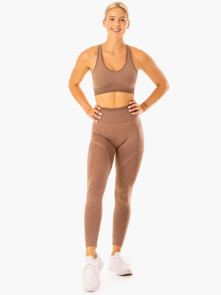 Legginsy Damskie Ryderwear Women Leggings Excel Seamless High Waisted Beżowe | PL2315AP