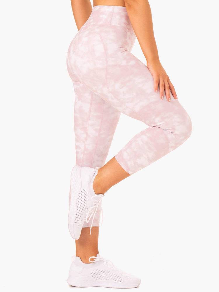 Legginsy Damskie Ryderwear Women Leggings Tie Dye 7/8 Fioletowe Różowe | PL2319UT