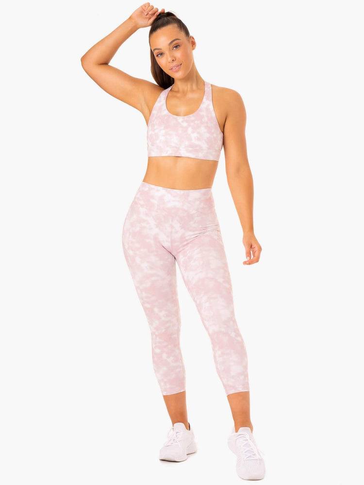 Legginsy Damskie Ryderwear Women Leggings Tie Dye 7/8 Fioletowe Różowe | PL2319UT