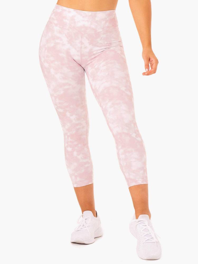 Legginsy Damskie Ryderwear Women Leggings Tie Dye 7/8 Fioletowe Różowe | PL2319UT