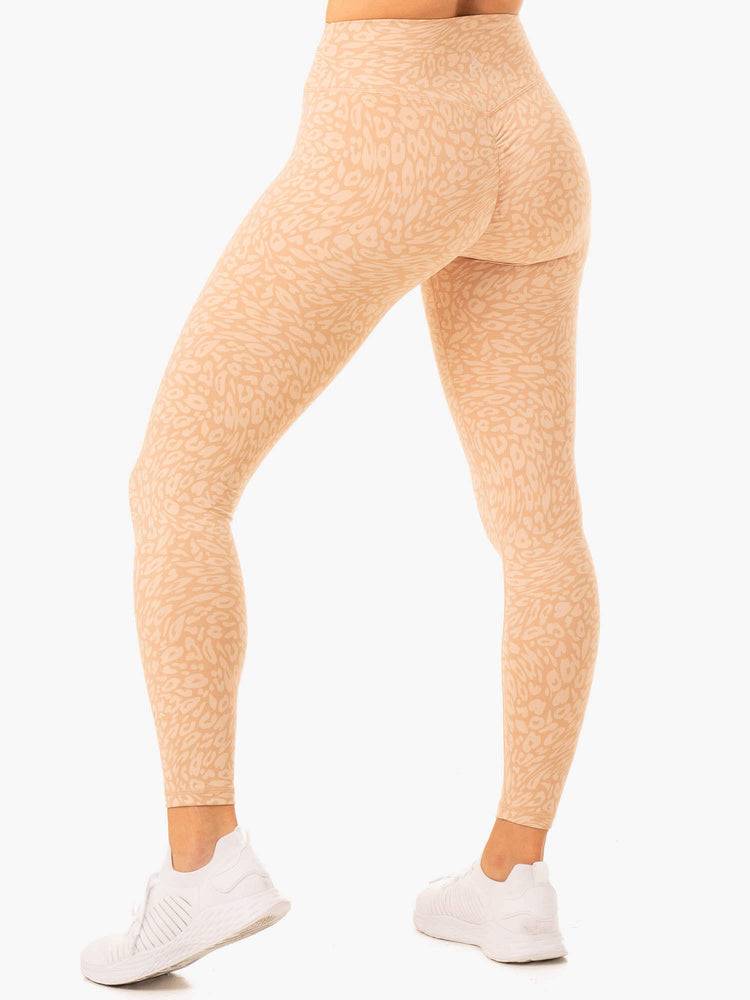 Legginsy Damskie Ryderwear Women Leggings Rotation High Waisted Scrunch Panterka | PL2322RW