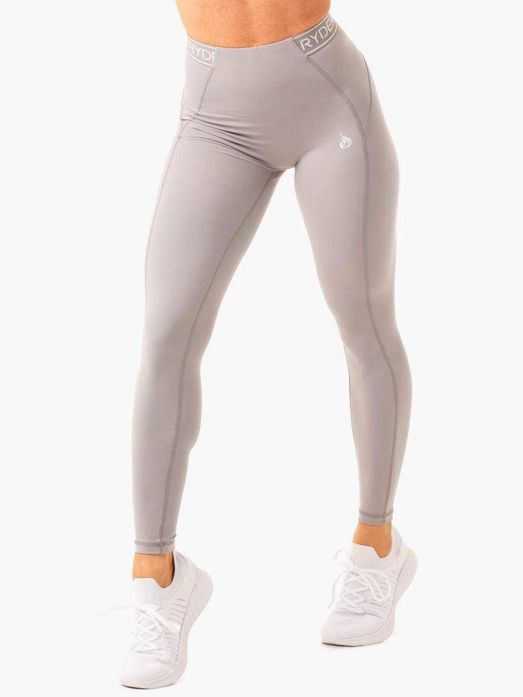 Legginsy Damskie Ryderwear Women Leggings Level Up High Waisted Scrunch Szare | PL2324WY