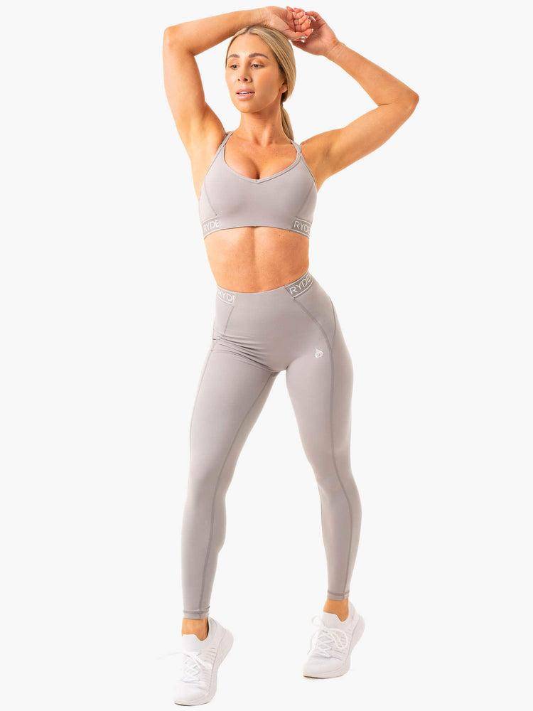 Legginsy Damskie Ryderwear Women Leggings Level Up High Waisted Scrunch Szare | PL2324WY