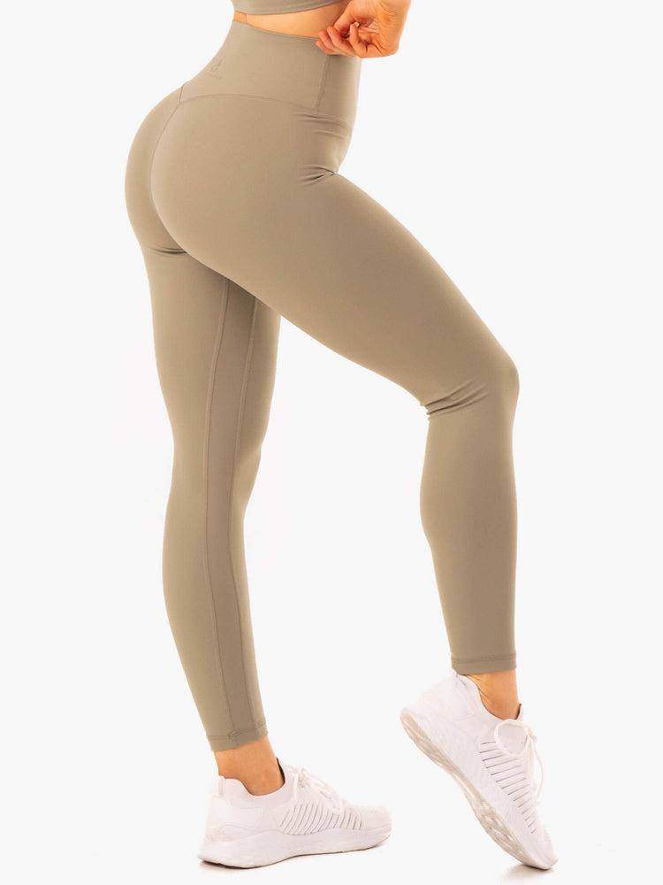 Legginsy Damskie Ryderwear Women Leggings NKD Refine High Waisted Khaki | PL2330CE