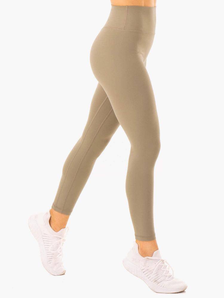 Legginsy Damskie Ryderwear Women Leggings NKD Refine High Waisted Khaki | PL2330CE