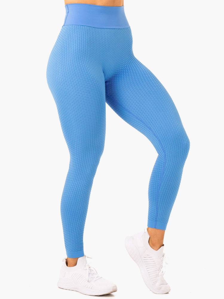 Legginsy Damskie Ryderwear Women Leggings Honeycomb Scrunch Seamless Głęboka Niebieskie | PL2333LH