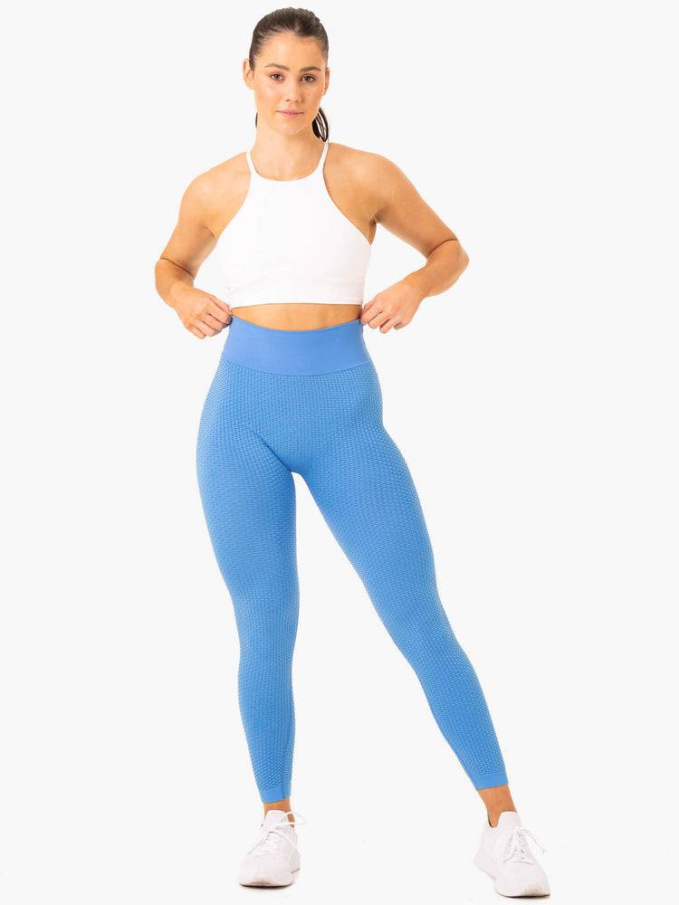 Legginsy Damskie Ryderwear Women Leggings Honeycomb Scrunch Seamless Głęboka Niebieskie | PL2333LH