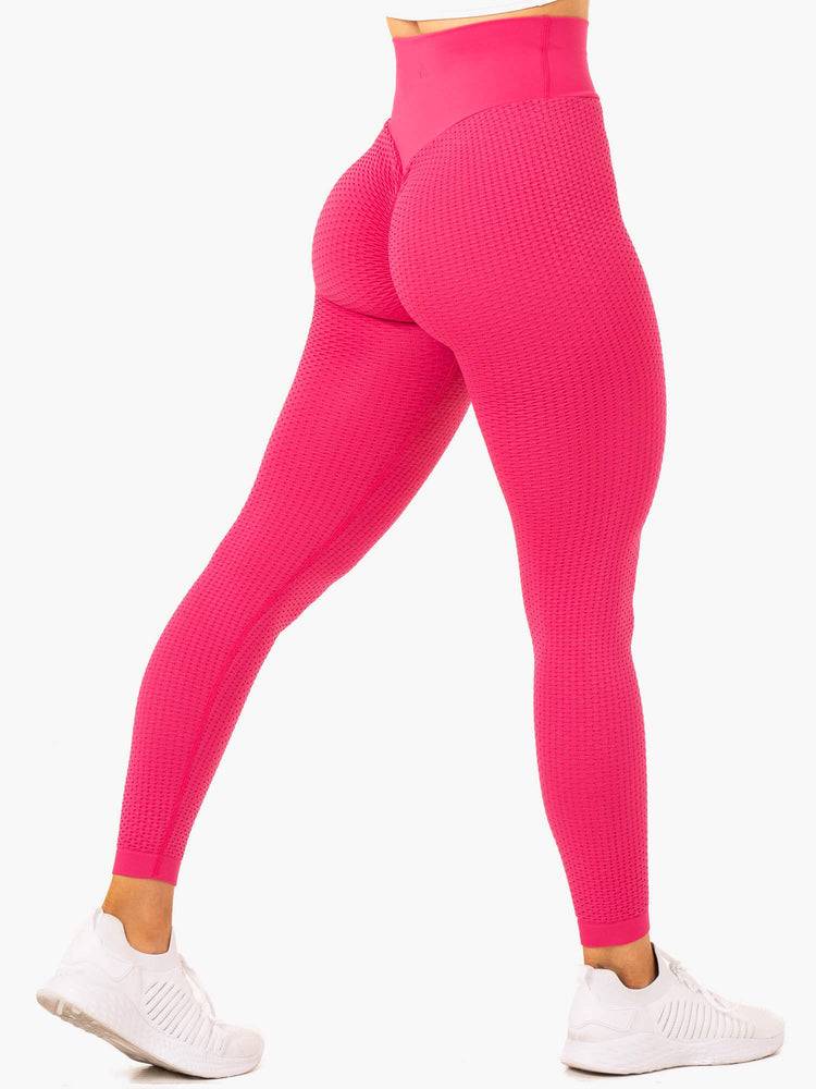 Legginsy Damskie Ryderwear Women Leggings Honeycomb Scrunch Seamless Różowe | PL2337GL