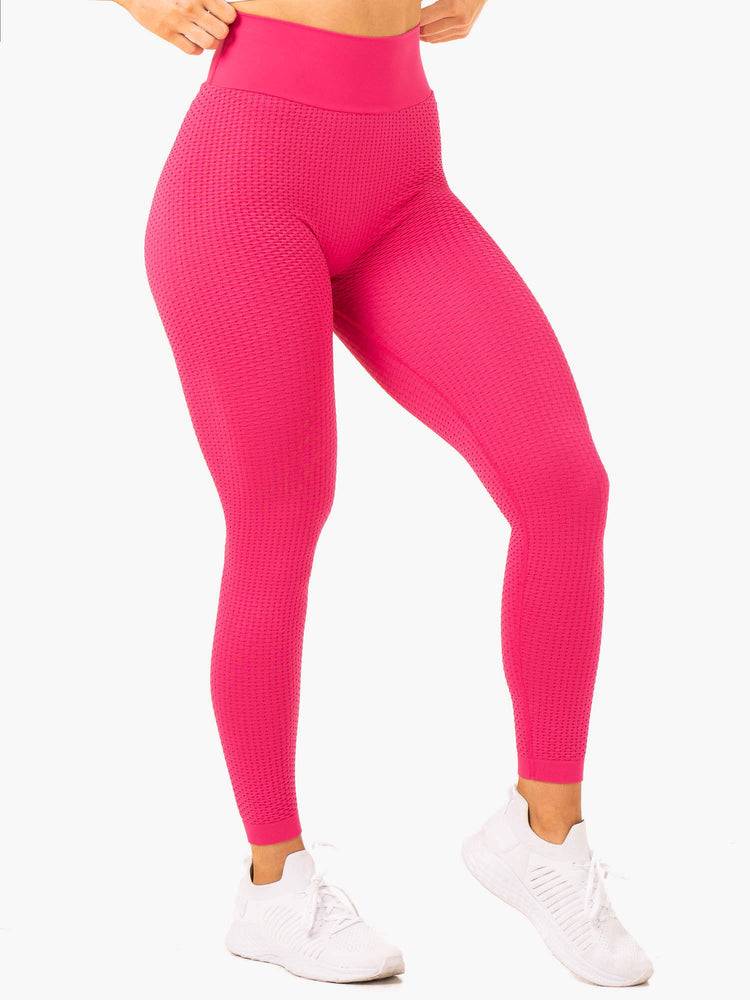 Legginsy Damskie Ryderwear Women Leggings Honeycomb Scrunch Seamless Różowe | PL2337GL