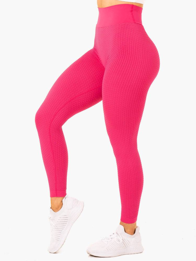 Legginsy Damskie Ryderwear Women Leggings Honeycomb Scrunch Seamless Różowe | PL2337GL