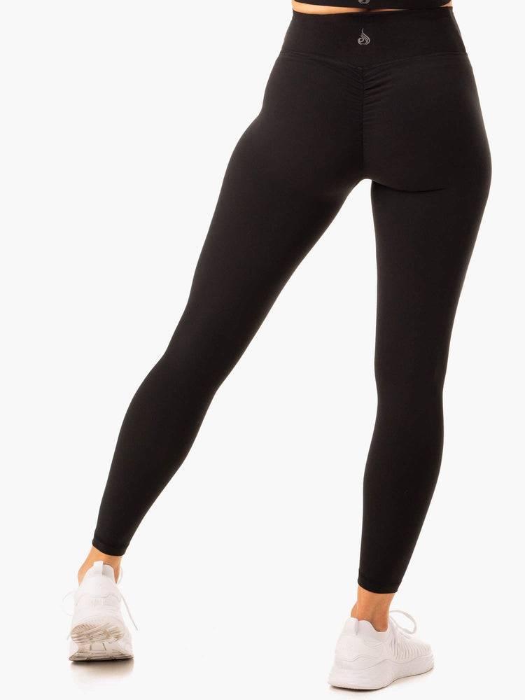 Legginsy Damskie Ryderwear Women Leggings Serene Cross Over Scrunch Czarne | PL2338FM