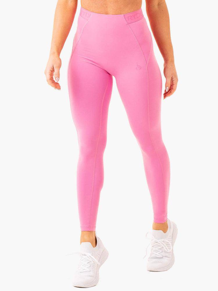 Legginsy Damskie Ryderwear Women Leggings Level Up High Waisted Scrunch Różowe | PL2339DN