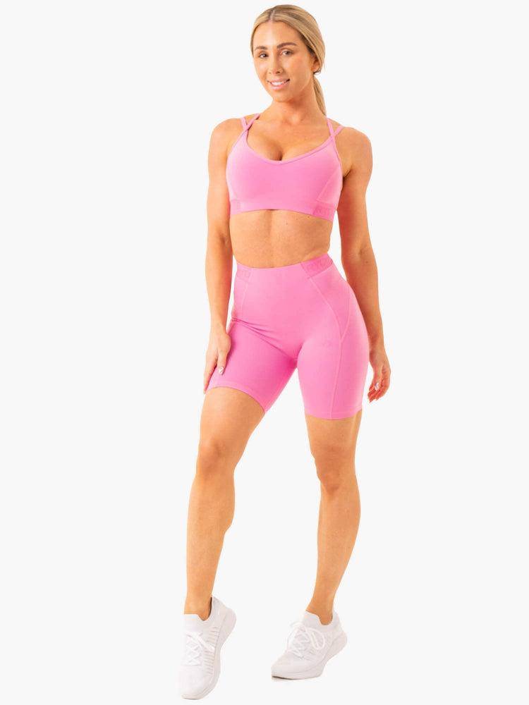 Legginsy Damskie Ryderwear Women Leggings Level Up High Waisted Scrunch Różowe | PL2339DN