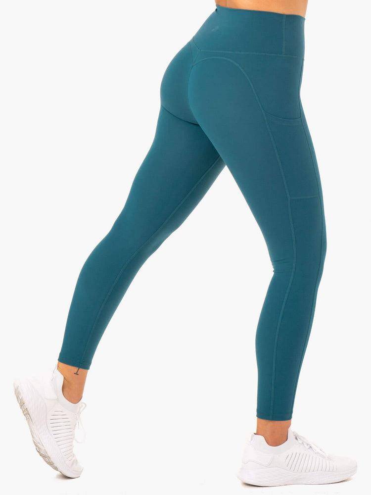 Legginsy Damskie Ryderwear Women Leggings Reset High Waisted Pocket Turkusowe | PL2340SO