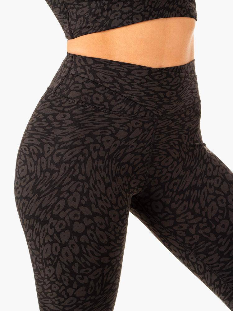 Legginsy Damskie Ryderwear Women Leggings Rotation High Waisted Scrunch Czarne Panterka | PL2342PQ