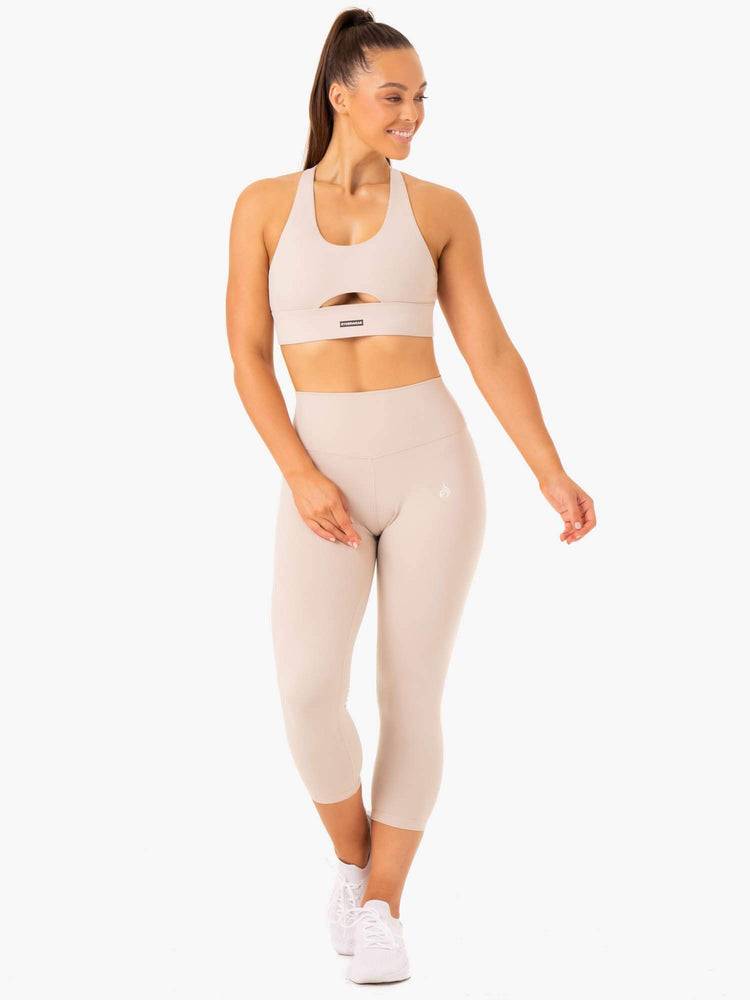 Legginsy Damskie Ryderwear Women Leggings Base 7/8 High Waisted Głęboka Brązowe | PL2344IS