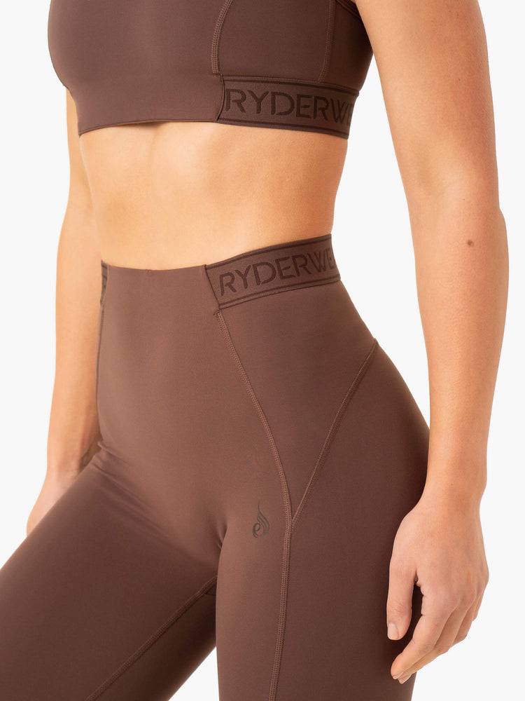 Legginsy Damskie Ryderwear Women Leggings Level Up High Waisted Scrunch Czekolada | PL2346YU