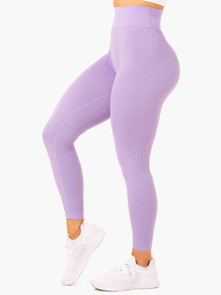 Legginsy Damskie Ryderwear Women Leggings Honeycomb Scrunch Seamless Lawenda | PL2347TV