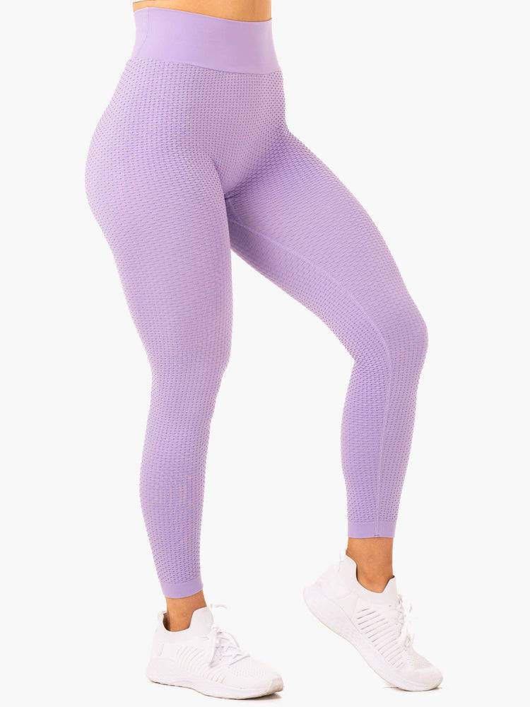 Legginsy Damskie Ryderwear Women Leggings Honeycomb Scrunch Seamless Lawenda | PL2347TV