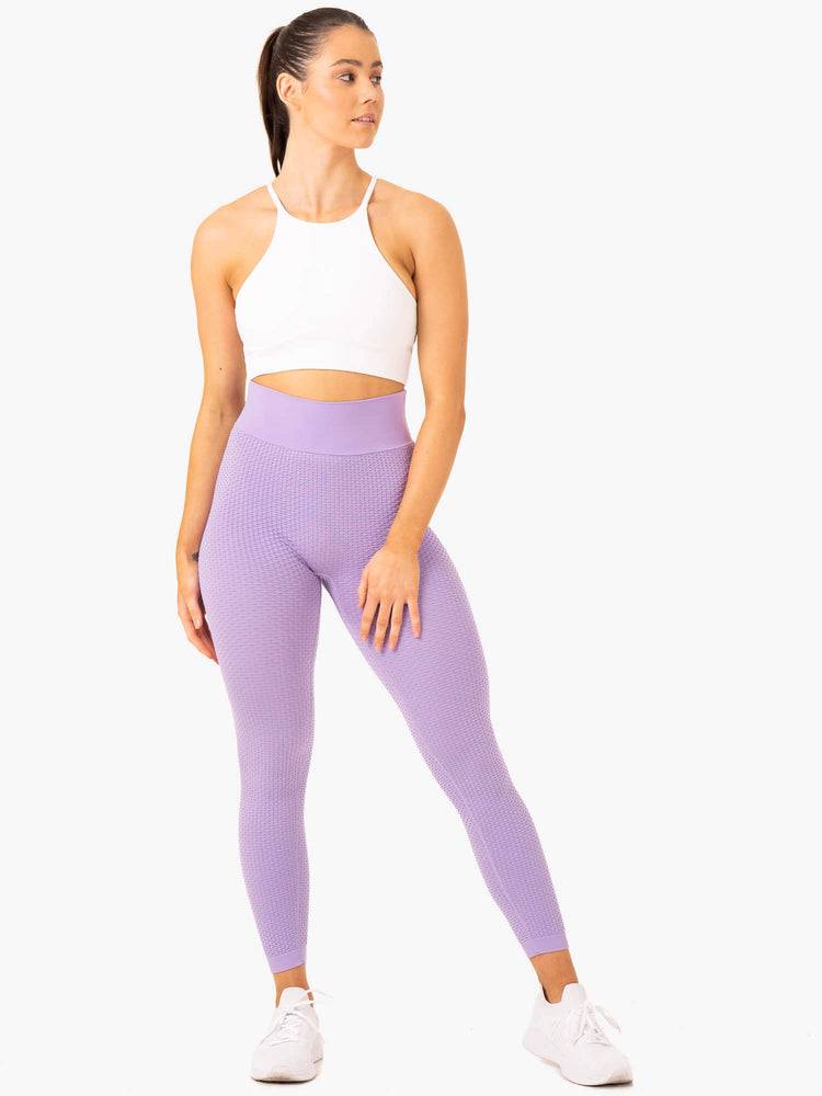 Legginsy Damskie Ryderwear Women Leggings Honeycomb Scrunch Seamless Lawenda | PL2347TV