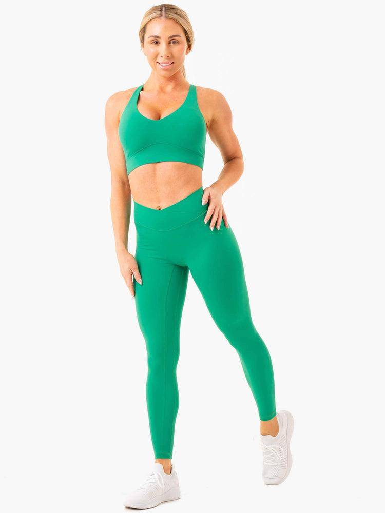 Legginsy Damskie Ryderwear Women Leggings NKD Cross Over Zielone | PL2351QZ