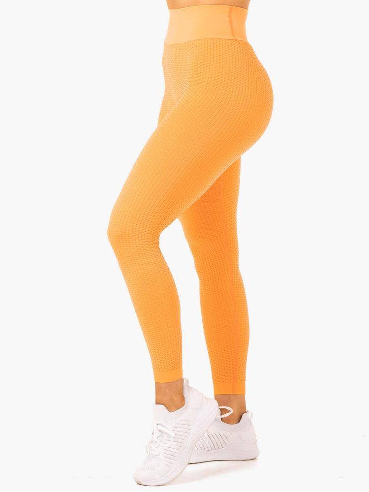 Legginsy Damskie Ryderwear Women Leggings Honeycomb Scrunch Seamless Mango | PL2354BC