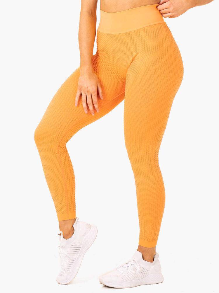 Legginsy Damskie Ryderwear Women Leggings Honeycomb Scrunch Seamless Mango | PL2354BC