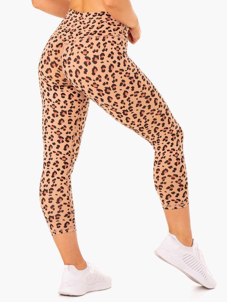 Legginsy Damskie Ryderwear Women Leggings Hybryd 7/8 Brązowe Panterka | PL2355VD