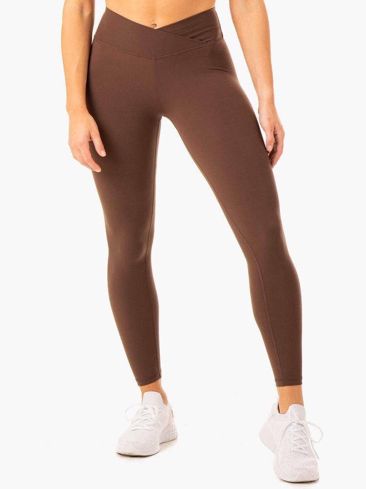 Legginsy Damskie Ryderwear Women Leggings Serene Cross Over Scrunch Czekolada | PL2360KI