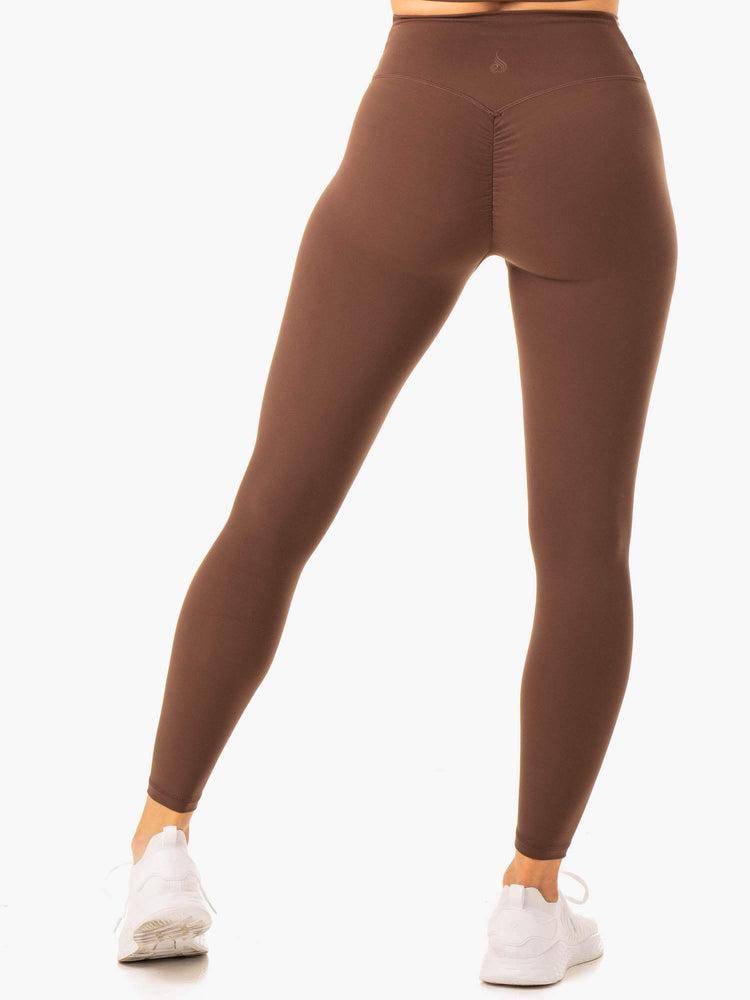 Legginsy Damskie Ryderwear Women Leggings Serene Cross Over Scrunch Czekolada | PL2360KI