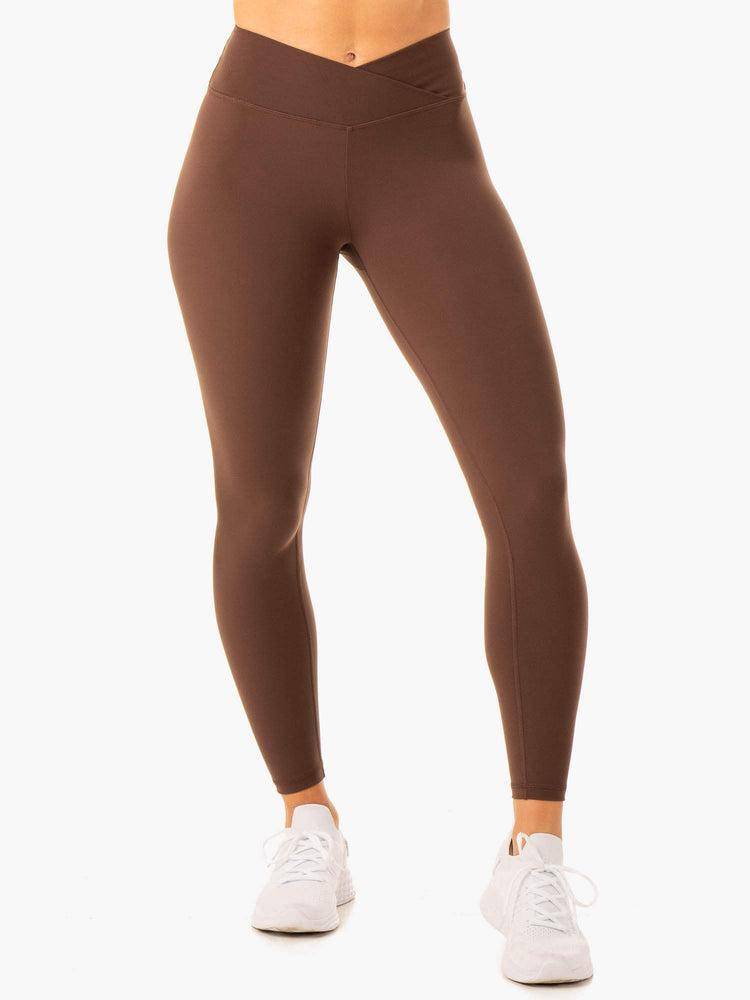 Legginsy Damskie Ryderwear Women Leggings Serene Cross Over Scrunch Czekolada | PL2360KI