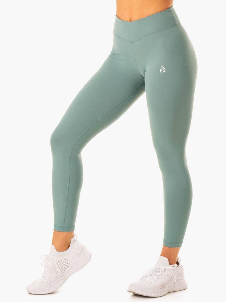 Legginsy Damskie Ryderwear Women Leggings Revival Scrunch Bum Oliwkowe Zielone | PL2362HK