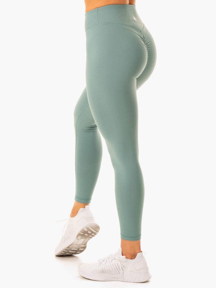 Legginsy Damskie Ryderwear Women Leggings Revival Scrunch Bum Oliwkowe Zielone | PL2362HK